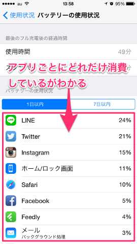 iPhone設定画面