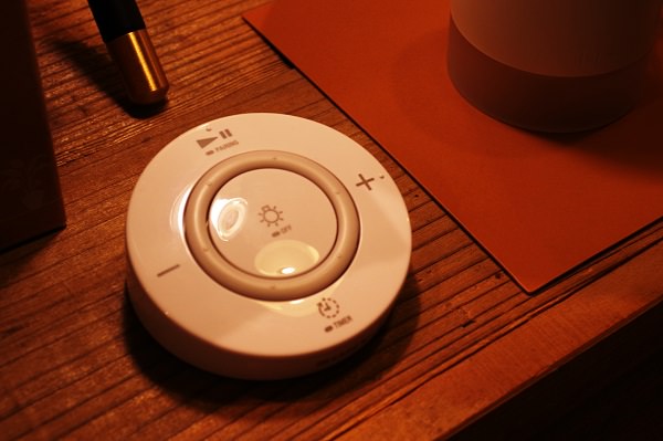 付属のリモコン。ペアリングもワンタッチでできます