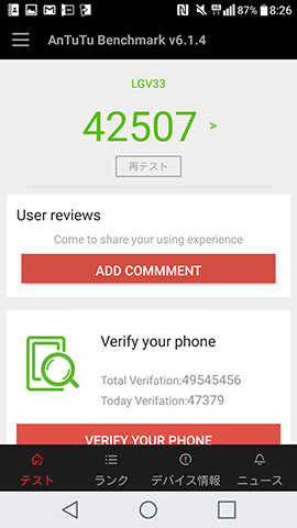 ベンチマークスコアは42,000点台