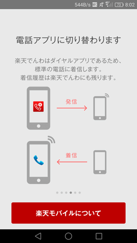 着信履歴は楽天でんわにも残る