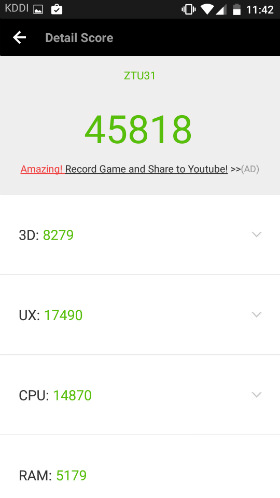 AnTuTu Benchmarkで処理性能をチェック