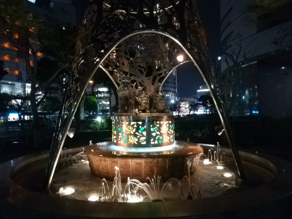 HUAWEI P10 lite作例:夜の噴水を撮影