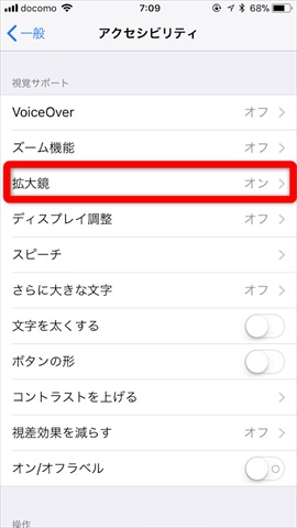 「拡大鏡」にチェック