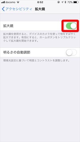 「拡大鏡」にチェック