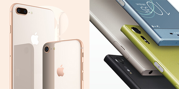 「iPhone 8」「iPhone 8 Plus」「Xperia XZs」