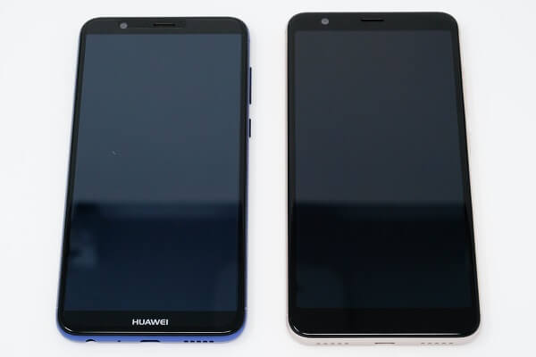 「HUAWEI nova lite 2」と「ZenFone Max Plus」前面のデザイン比較