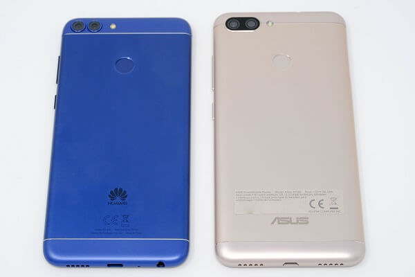 「HUAWEI nova lite 2」と「ZenFone Max Plus」背面のデザイン比較