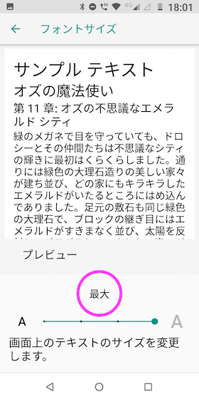文字サイズを好みの大きさに調整しましょう