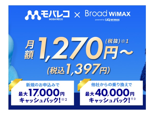 Broad WiMAX_限定キャッシュバック