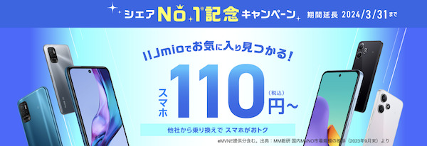 IIJ mio_シェアNo.1記念キャンペーン【スマホ大特価セール】のキャンペーンロゴ