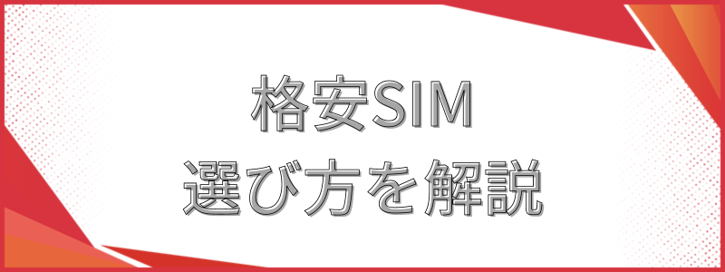 格安SIM選び方を解説