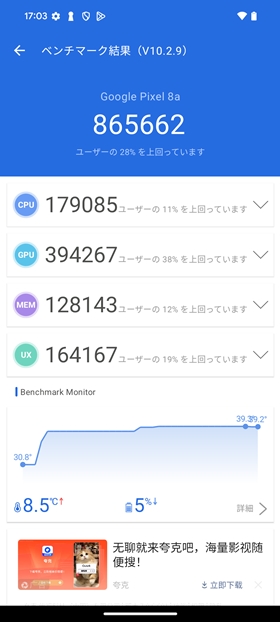 Antutuスコアは865,662点を記録