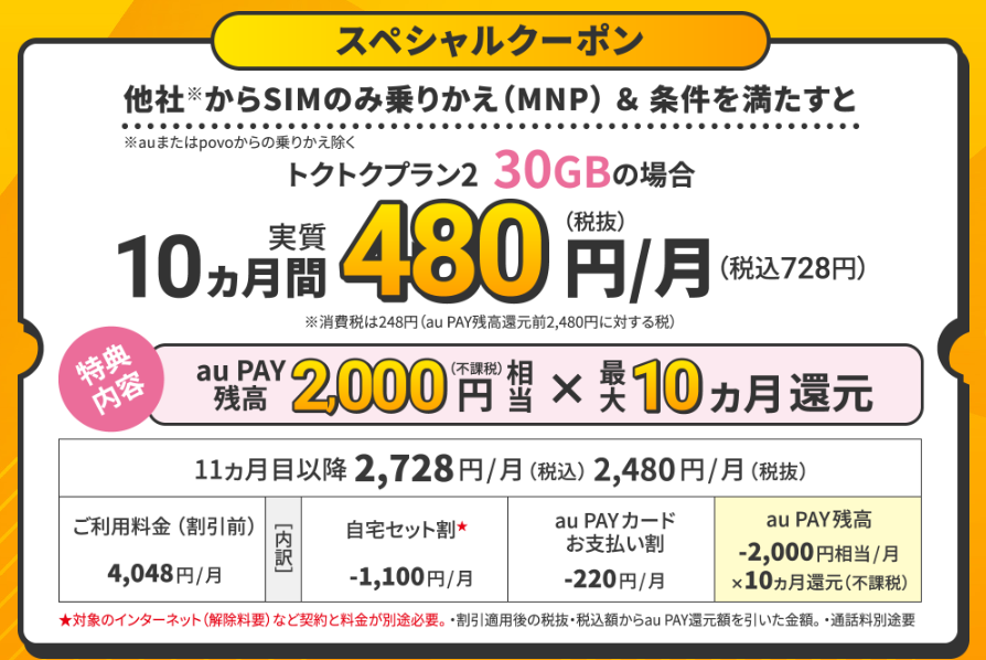 UQモバイル限定CP