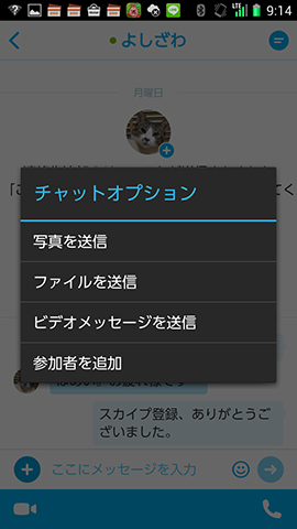 相手に写真やファイルを送信することも可能