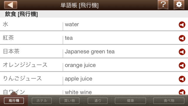 えいご上手海外旅行編 アプリ画面