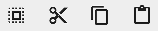 「すべて選択」「切り取り（カット）」「コピー」「貼り付け（ペースト）」アイコン