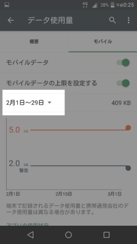 月日が書かれた場所をタップ