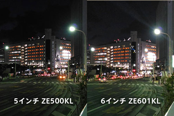 ZenFone 2 Laser:ZE601KL(左)とZE500KL(右)の写真比較
