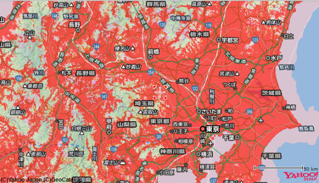 関東近郊で圏外の場所は、ほとんどありません