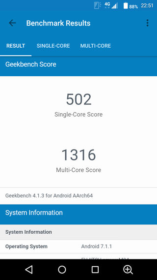 Geekbench 4のスコア