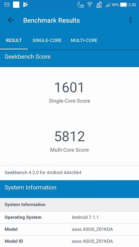 ZenFone 4のベンチマークスコア