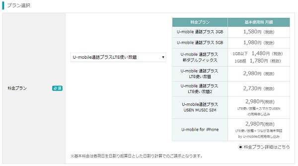 プランの選択