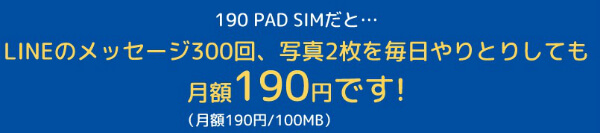 月額190円からスタートし、1GBごとに350円増額する従量課金型