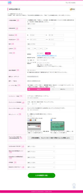 申し込み内容を入力する