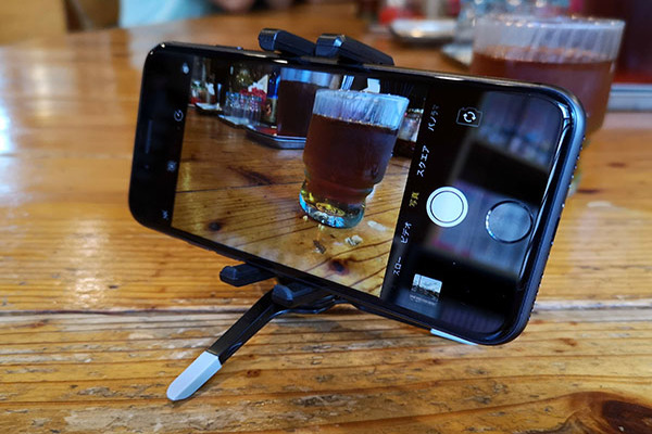 スマホ用三脚に固定して撮影