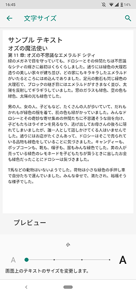 文字サイズ 小