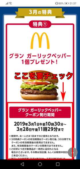クーポンを発行する前に詳細情報をチェック