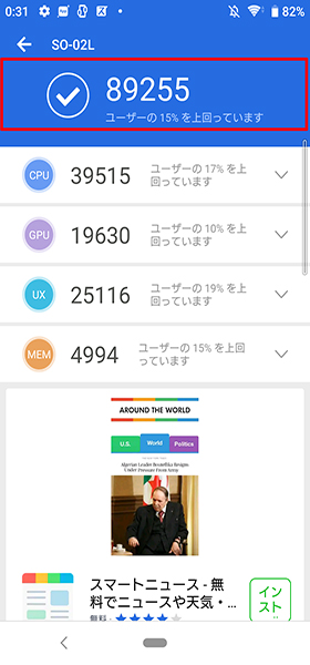 AnTuTu Benchmarkのスコア