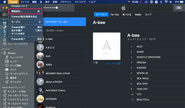 iTunes 環境設定