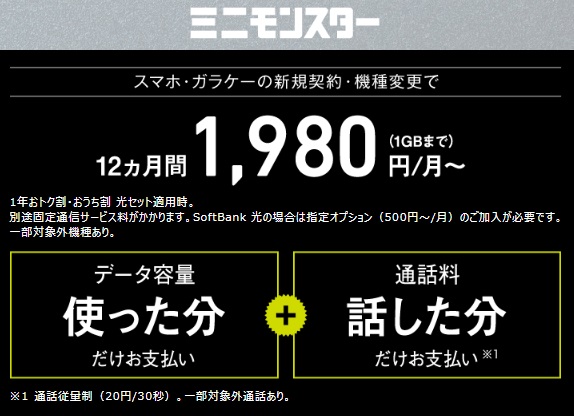 ミニモンスターの料金イメージ