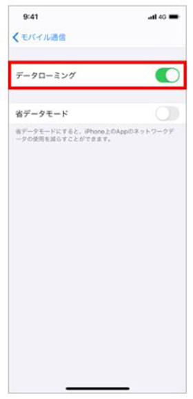 データローミング スクリーンショット