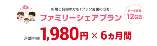 BIC SIM はじめての12GBファミリーシェアプラン1,000円割引