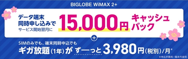 1年間だけ契約したい人は「BIGLOBE WiMAX」