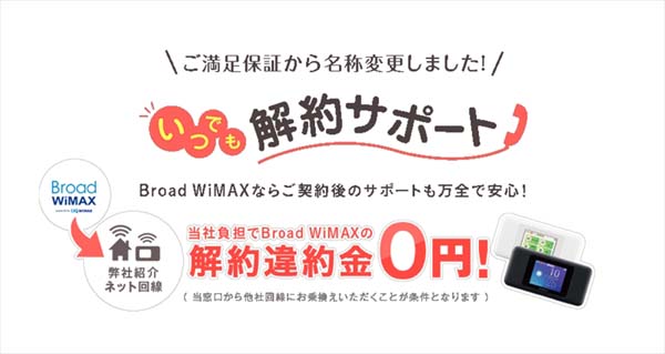 Broad WiMAX解約サポート