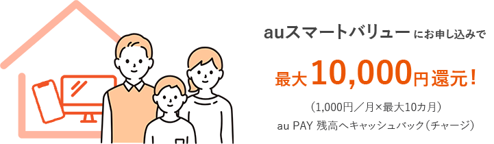 auスマートバリューにお申し込みで、最大10,000円還元!！