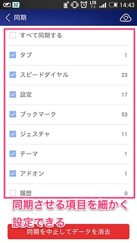 ドルフィンコネクトの設定画面