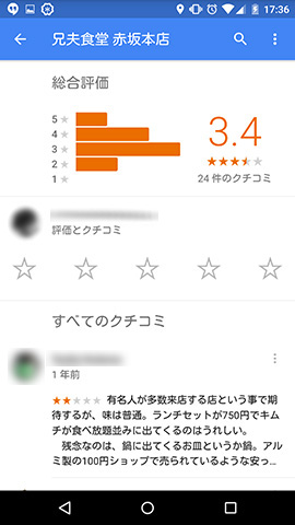 評価や口コミも見ることができます