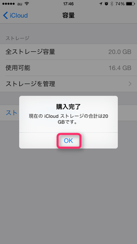 5.購入が完了すればストレージ増量!