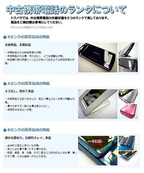 ドスパラのランク規定。ランクの規定は買い取るショップによりさまざま