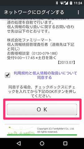 内容を確認したら OK を選択