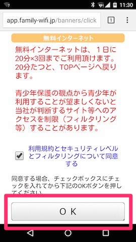 内容を確認したら OK を選択