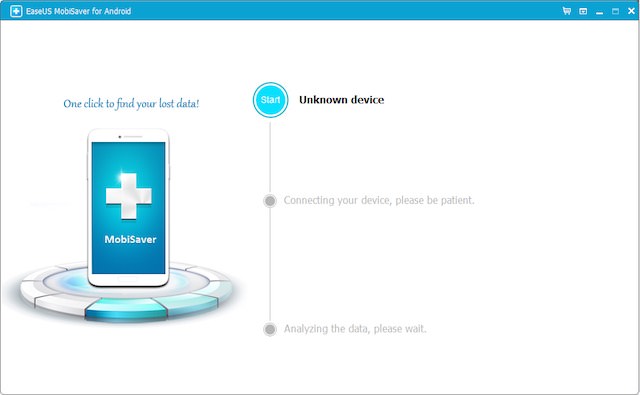 「MobiSaver for Android Free」を起動してスマホをパソコンにつなぐ