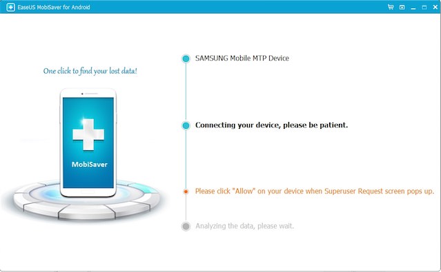 スマホ側の画面で「Allow」をタップするとデータの読み込みが開始される