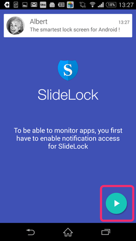 右下の矢印をタップし、「SlideLock」にチェックをいれる