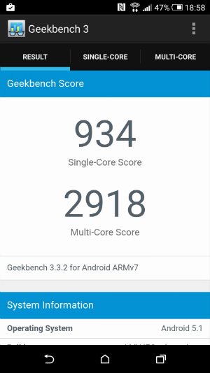 Geekbench 3のスコア(左)