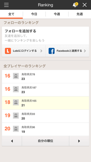 ランキングもチェックできます